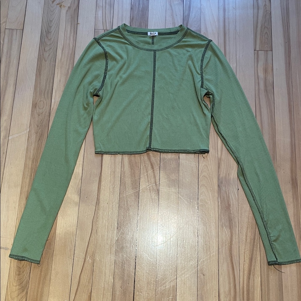 Garage Olive Ribbed Top